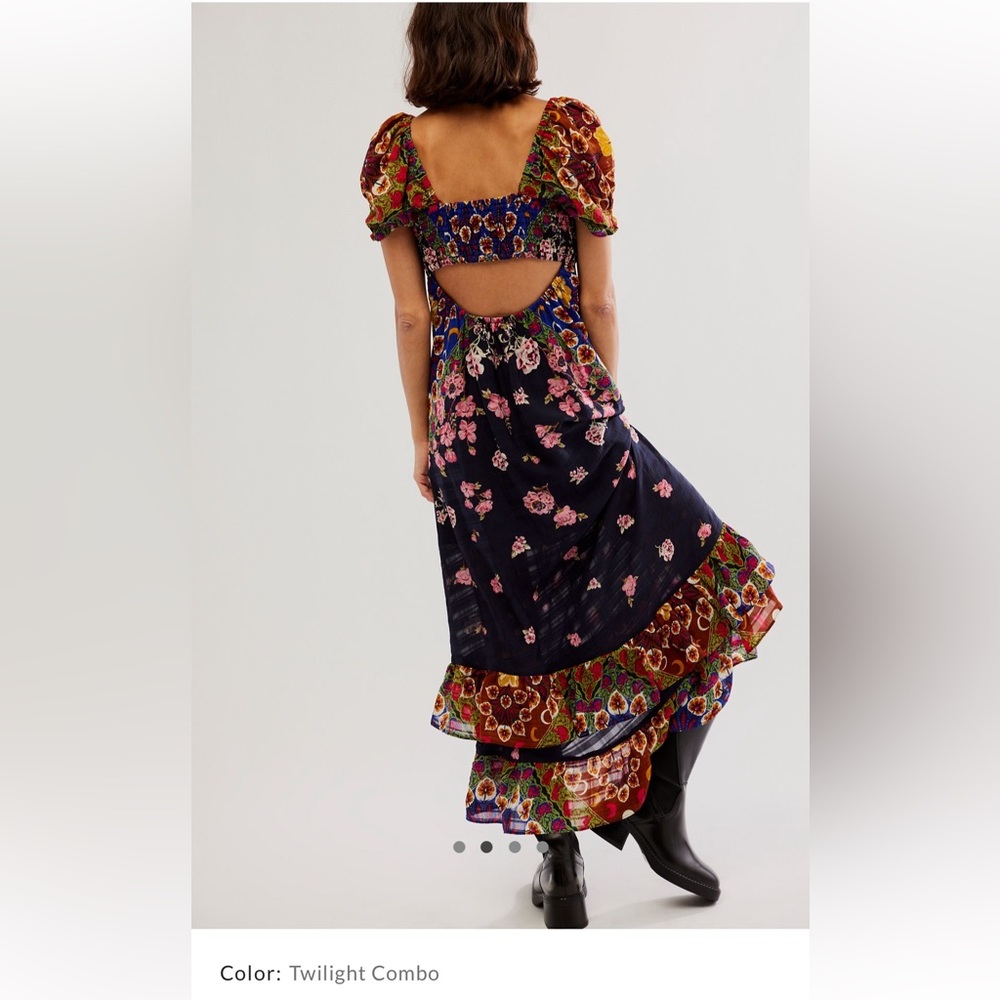Free People Floral Midi Dress - Black, Pink, Green - Picture 2 of 6